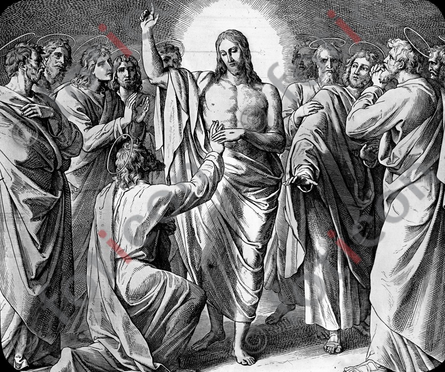 Jesus erscheint den Jüngern | Jesus appears to the disciples - Foto foticon-simon-043-sw-053.jpg | foticon.de - Bilddatenbank für Motive aus Geschichte und Kultur